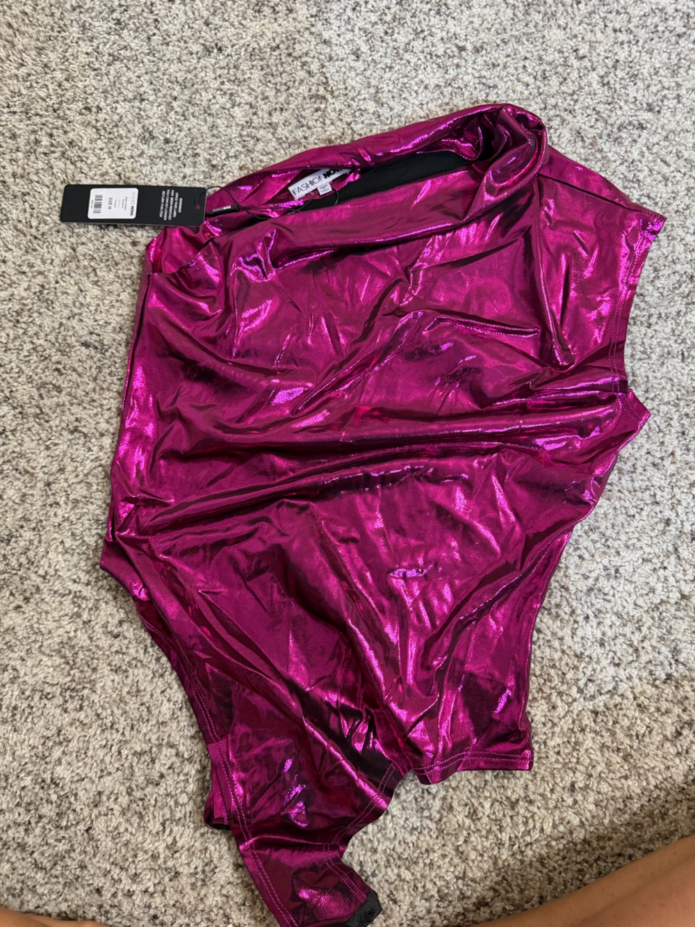 Fashion Nova Metallic Fuchsia Bodysuit